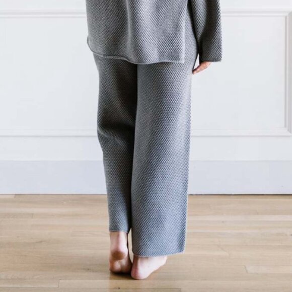 Mod Ref Grey Catalina Chunky Knit Wide Leg Lounge Pants M - Picture 2 of 5